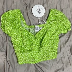 Princess Polly green flower top